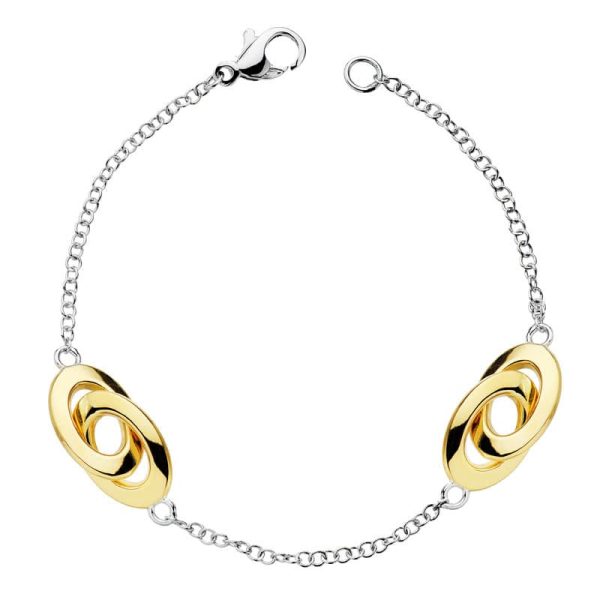 18K PULSERA HUECA ORO BICOLOR 19 CM