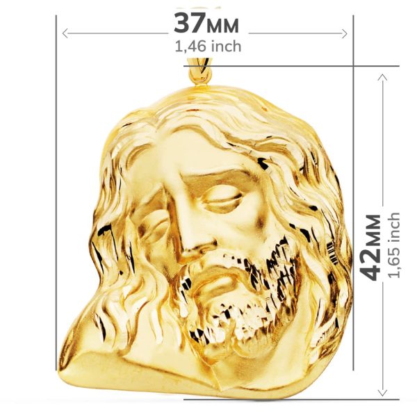 18K COLGANTE ORO AMARILLO CABEZA DE CRISTO  42X35 MM - Imagen 3