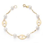 18K PULSERA COMUNION ORO AMARILLO PERLA 5.5 MM 17.50CM
