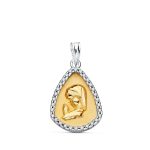18K COLGANTE ORO BICOLOR VIRGEN NIÑA CON CERCO Y CIRCONITA 18X14 MM