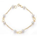 18K PULSERA ORO AMARILLO COMUNION PERLA 5.5 MM 17CM
