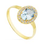 18K SORTIJA ORO AMARILLO CIRCONITA AGUAMARINA OVAL 7X5 MM. ANCHO: 10 MM