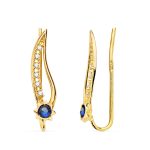 18K PENDIENTES ORO AMARILLO TREPADORES 19X5 MM CIRCONITAS-SOLES