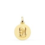 18K MEDALLA ORO AMARILLO VIRGEN NIÑA LISA 16 MM