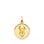18K MEDALLA ORO AMARILLO NIÑO DE COMUNION PERFIL BISEL 16 MM